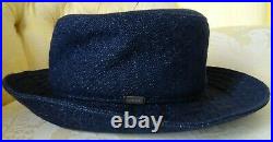 Vintage Chanel Navy Linen Bucket Hat Size 58