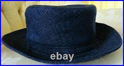 Vintage Chanel Navy Linen Bucket Hat Size 58