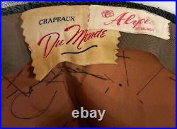 Vintage Chapeaux DuMonde Womens Turban Hat One Size Black Straw Brown Net Bling