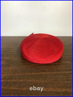 Vintage Chapeaux Women's Red Formalwear Pillbox Fascinator Hat 7 Diameter