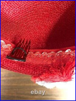 Vintage Chapeaux Women's Red Formalwear Pillbox Fascinator Hat 7 Diameter