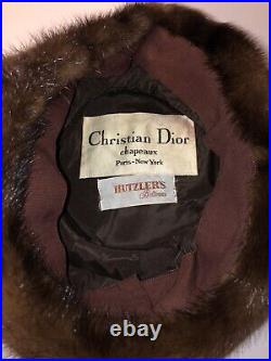 Vintage Christian Dior Chapeaux Brown Fur Hat and Collar Mink