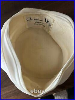 Vintage Christian Dior Chapeaux Paris NY Organza Turban Wedding Hat with Flowers