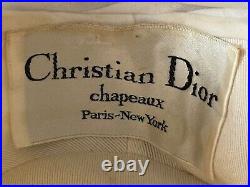 Vintage Christian Dior Chapeaux Paris NY Organza Turban Wedding Hat with Flowers