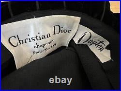Vintage Christian Dior Chapeaux Paris New York Black Velvet Hat