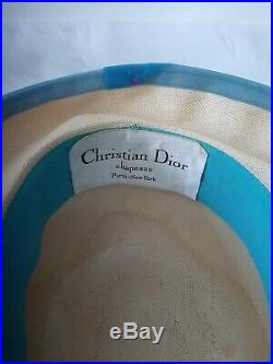 Vintage Christian Dior Chapeaux Paris New York Blue Lace Hat