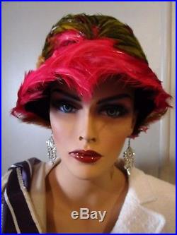 Vintage Christian Dior Chapeaux Paris New-York Exotic Feather Cloche Hat