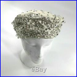 Vintage Christian Dior Chapeaux Paris New York Union Made USA Crystal Beaded Hat