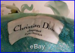 Vintage Christian Dior Chapeaux Paris-New York Women's Hat Blue Roses / Floral