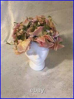 Vintage Christian Dior Chapeaux Paris-New York Women's Hat Pink Roses / Floral