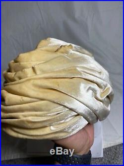 Vintage Christian Dior Cream Pleated Velvet Chapeaux Turban