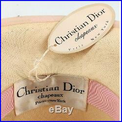 Vintage Christian Dior Floral Hat 1960s Original Tag Attached
