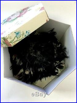 Vintage Christian Dior Hat 1960s Black Feather Headpiece Party Womens