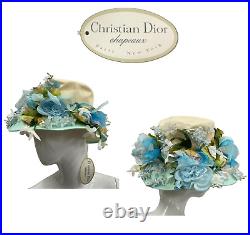 Vintage Christian Dior Marshall Field & Co Floral 1960s Hat Chapeaux Paris NY
