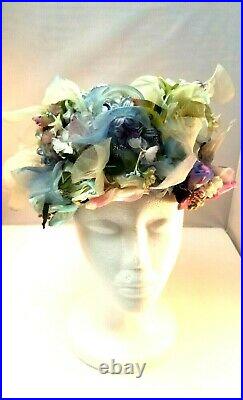 Vintage Christian Dior Spring Floral Pillbox Hat 1960s 1970s Paris NY withhat box