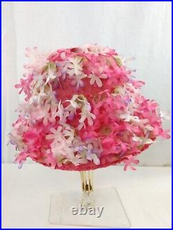 Vintage Christian Dior Spring Pink Floral Hat 1960s Chapeaux Paris NY