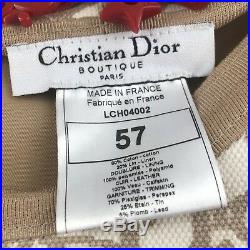 Vintage Christian Dior Trotter Charms Monogram Logo Print Paper Boy Beret Hat