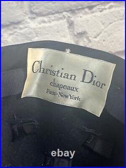 Vintage Christian Dior Turban Black Bow Chapeaux Hat