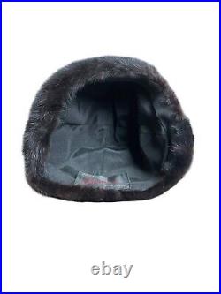 Vintage Claire Of Cameo New York Black Mink Fur Womens Pillbox Hat