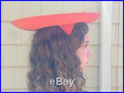 Vintage Classy Outing Women's Velvet Orange Feathered Old Fashioned Hat Ladies
