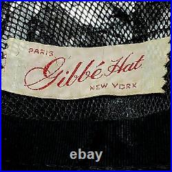 Vintage Cloche Black Bird Cage Hat Gibbe' Hat Paris New York 1960s MOD GOGO