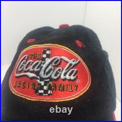 Vintage Coca Cola Checkered Flag NASCAR Thirst for Racing Black Yellow Red Hat