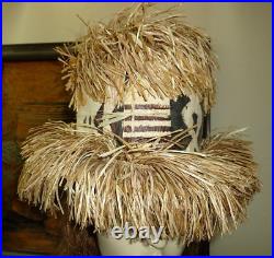 Vintage Collectors Straw Hat Hawaiian Beach Party Tiki Grass Happy Cappers Small