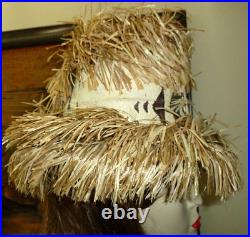 Vintage Collectors Straw Hat Hawaiian Beach Party Tiki Grass Happy Cappers Small