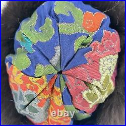 Vintage Colorful Brocade Tibetan Fur Hat