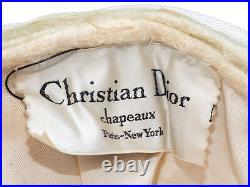 Vintage Cream & Multicolor Christian Dior Feather & Mesh Hat