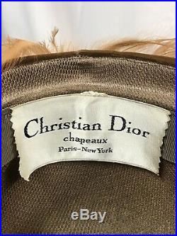 Vintage DESIGNER CHRISTIAN DIOR CHAPEAUX Paris New-York FEATHER Cloche Hat