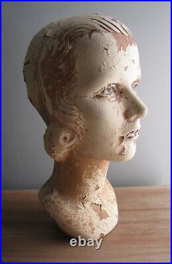 Vintage Deco 20s 30s Gothic Woman Lady Mannequin Hat Head Bust Jean Harlowe