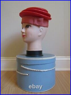 Vintage Designer BODE Mod Hat 1960's bright red LAZARUS BOX nice cond