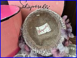 Vintage Designer Elsa Schiaparelli Designer Hat with Original Pink Box