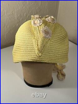 Vintage Designer HAT Jack McConnell Yellow Trailing Daisy Flowers 1960s Fashion