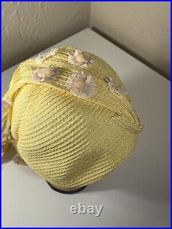 Vintage Designer HAT Jack McConnell Yellow Trailing Daisy Flowers 1960s Fashion