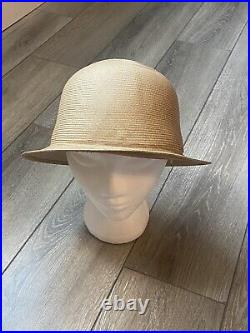 Vintage Designer Patricia Underwood Women's Woven Cloche Bell Sun Hat Tan