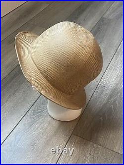 Vintage Designer Patricia Underwood Women's Woven Cloche Bell Sun Hat Tan