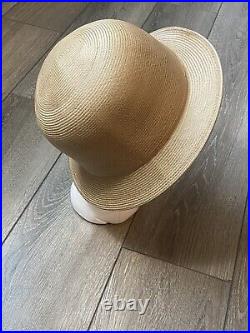 Vintage Designer Patricia Underwood Women's Woven Cloche Bell Sun Hat Tan