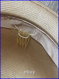 Vintage Designer Patricia Underwood Women's Woven Cloche Bell Sun Hat Tan