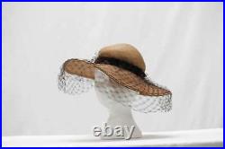 Vintage Diorling by Christian Dior straw hat with veil