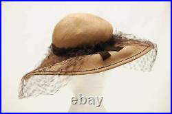 Vintage Diorling by Christian Dior straw hat with veil