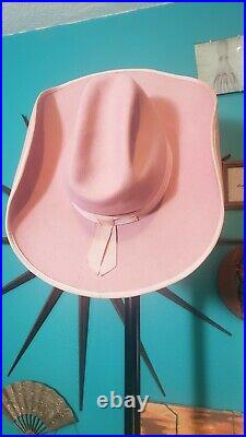 Vintage Don Hoy Cowboy Hat 6 5/8 Felt pink western cowgirl 1940s 1950s
