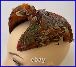 Vintage Dramatic Fascinator Hat Pheasant Feathers & Talon 1950s YY458