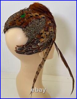 Vintage Dramatic Fascinator Hat Pheasant Feathers & Talon 1950s YY458