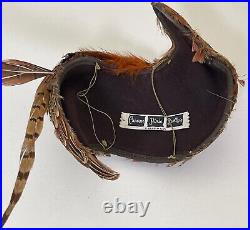 Vintage Dramatic Fascinator Hat Pheasant Feathers & Talon 1950s YY458