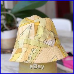 Vintage EMILIO PUCCI yellow cotton bucket hat size 1 Made in Italy