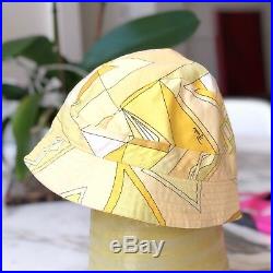 Vintage EMILIO PUCCI yellow cotton bucket hat size 1 made in Italy