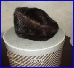 Vintage EVY ELISE Genuine MINK Custom Hat WIth Original Hat Box