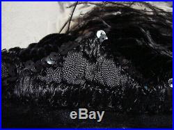 Vintage Edwardian Hat LACE BLACK Antique Bicolor Ostrich Feather PARIS Velvet GC